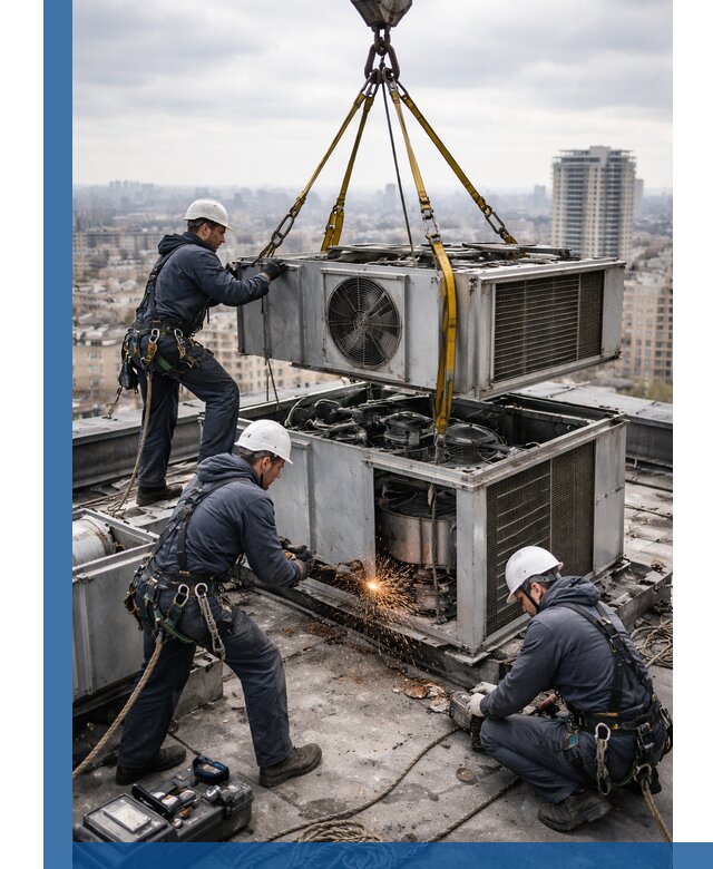 Демонтаж крышной установки в Нижнекамске любой сложности