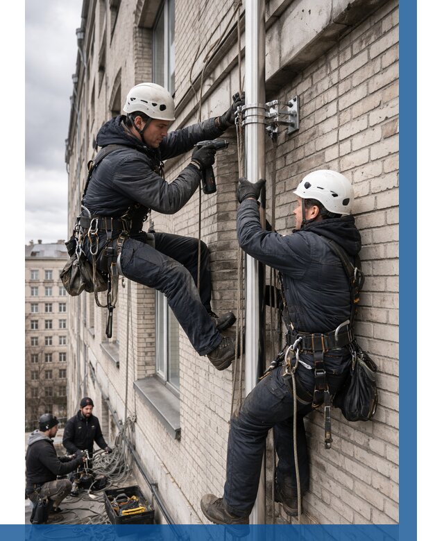 Монтаж флагштока на здании в Нижнекамске от 6590 р. | ВЫСОТНИК-Нжм