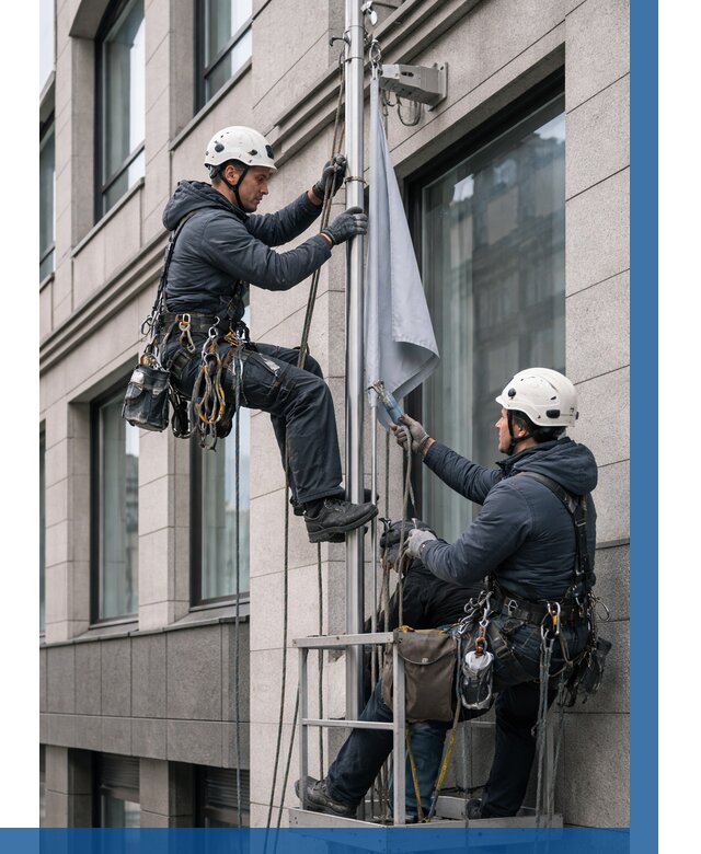 Установка флагов на фасаде в Нижнекамске от 4563 р. | ВЫСОТНИК-Нжм