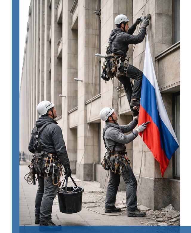 Профессиональная установка флагов на фасаде в Нижнекамске