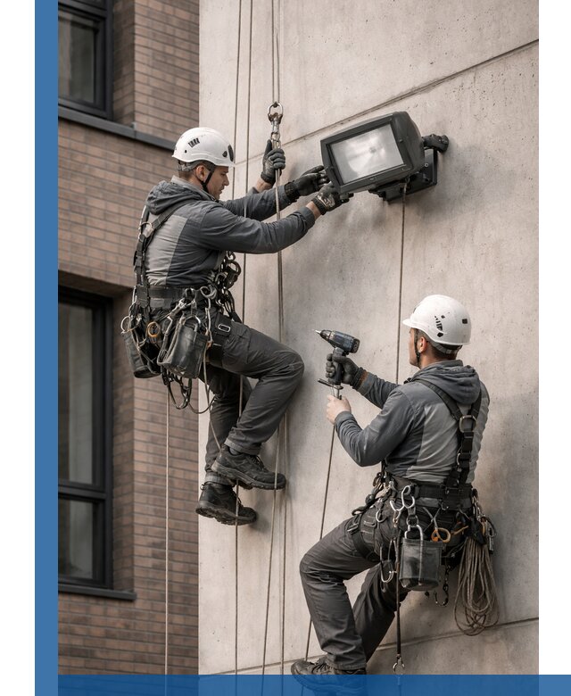 Профессиональный монтаж фасадных прожекторов в Нижнекамске под ключ