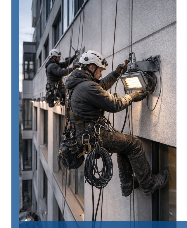 Монтаж фасадного освещения в Нижнекамске установка и подключение