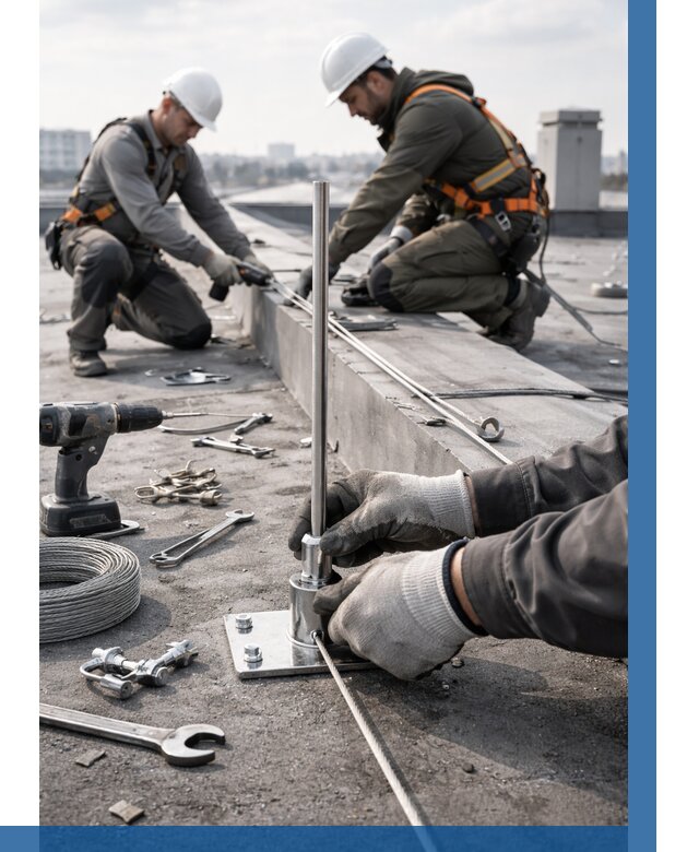 Монтаж молниезащиты на кровле в Нижнекамске цена от 25348 р. | ВЫСОТНИК-Нжм