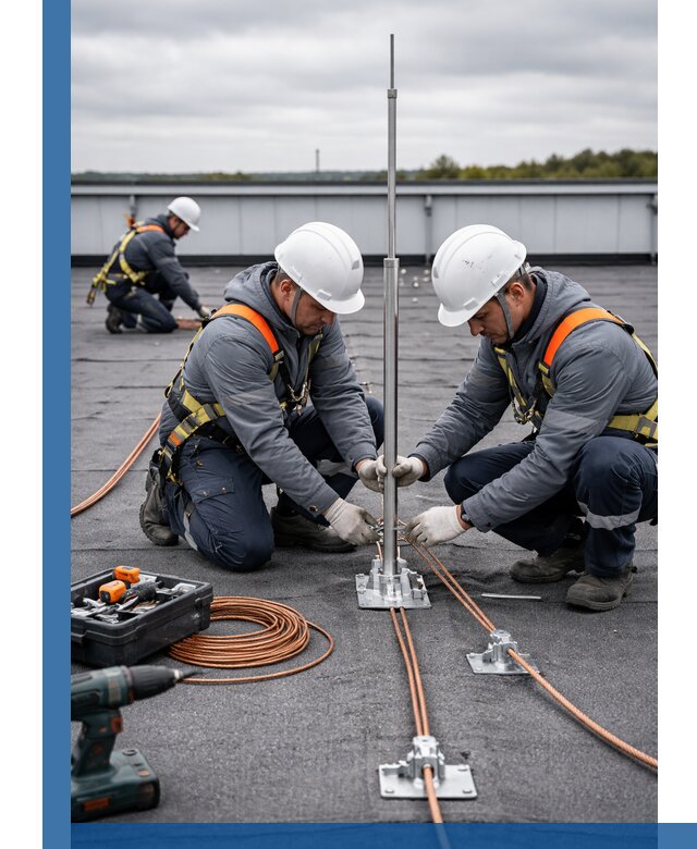 Монтаж молниезащиты на кровле в Нижнекамске под ключ с гарантией