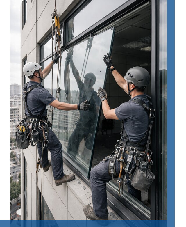 Замена стеклопакетов на высоте в Нижнекамске от 5576 р. | ВЫСОТНИК-Нжм