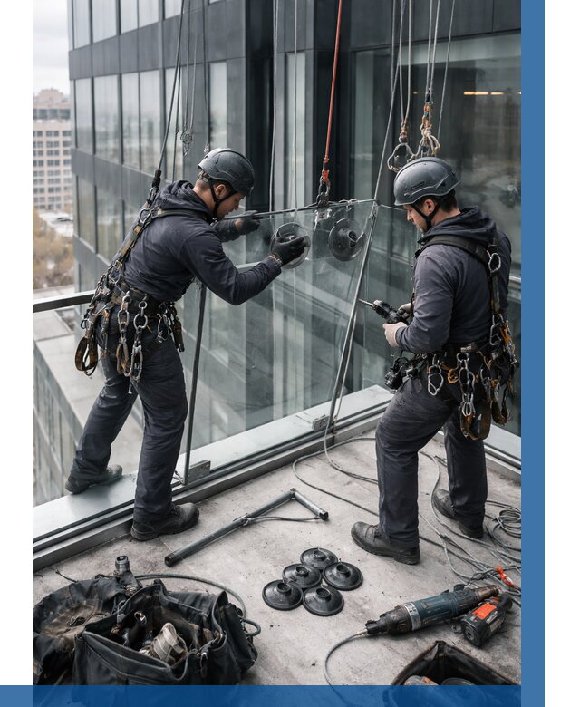 Монтаж стеклянных ограждений в Нижнекамске от 2535 р. | ВЫСОТНИК-Нжм