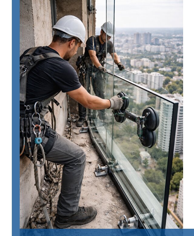 Монтаж стеклянных ограждений под ключ с гарантией в Нижнекамске