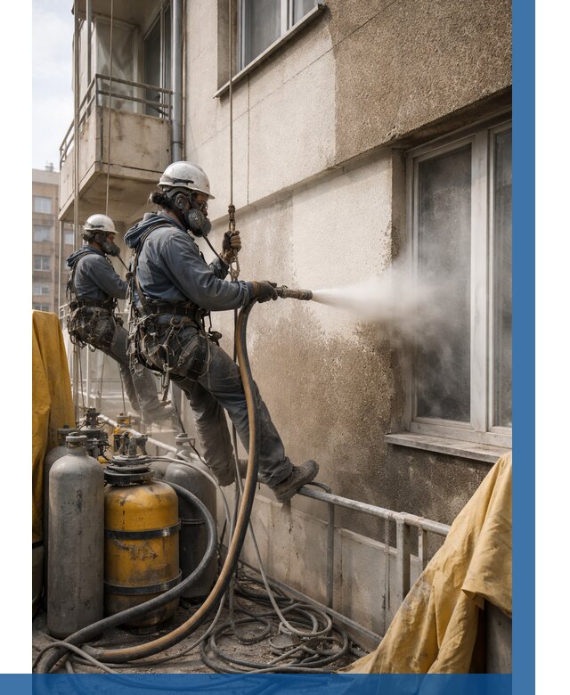 Пескоструйная очистка фасада в Нижнекамске от 659 р. | ВЫСОТНИК-Нжм