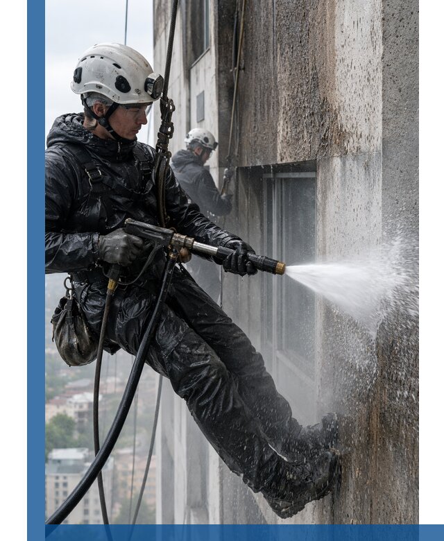 Гидроструйная очистка фасадов и конструкций в Нижнекамске