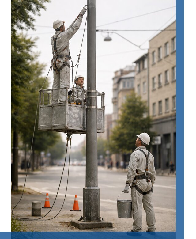 Покраска опор освещения в Нижнекамске от 5070 р. | ВЫСОТНИК-Нжм