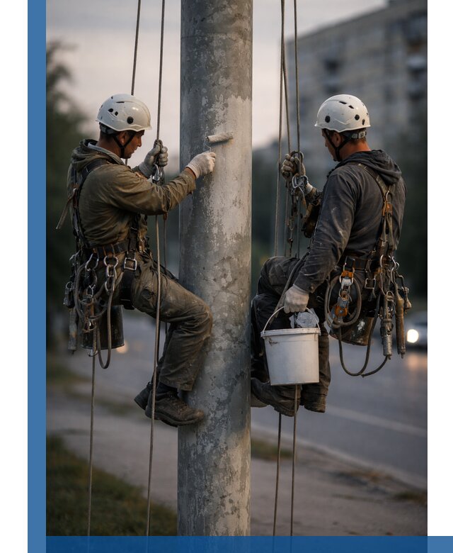 Покраска опор освещения и антикоррозийная защита в Нижнекамске