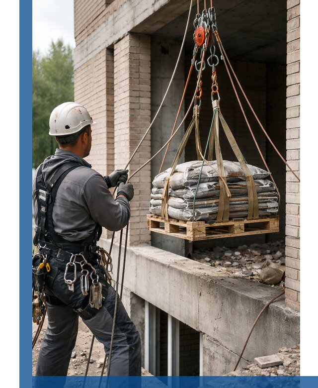Подъем материалов на этаж веревками в Нижнекамске оперативно