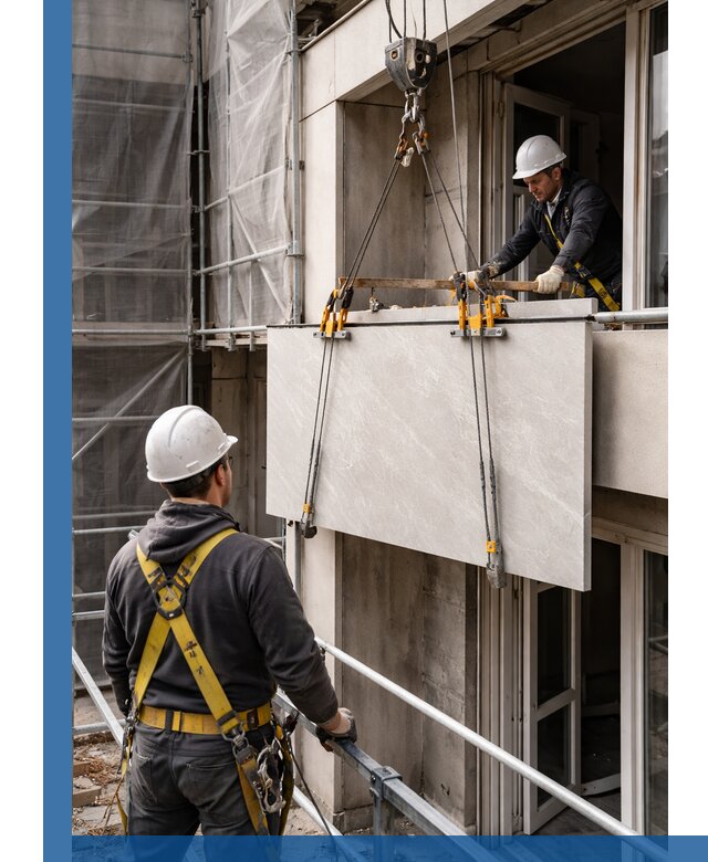 Подъем керамогранита на этаж в Нижнекамске грузчиками и техникой