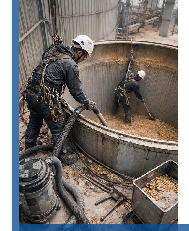 Профессиональная чистка зерновых бункеров в Нижнекамске с выездом