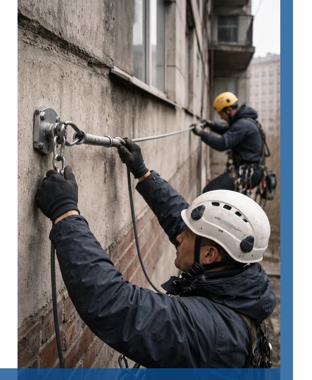 Монтаж анкерных линий в Нижнекамске от 3042 р. | ВЫСОТНИК-Нжм
